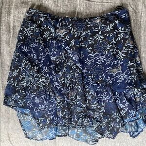 Free People Floral Blue and Black Skirt